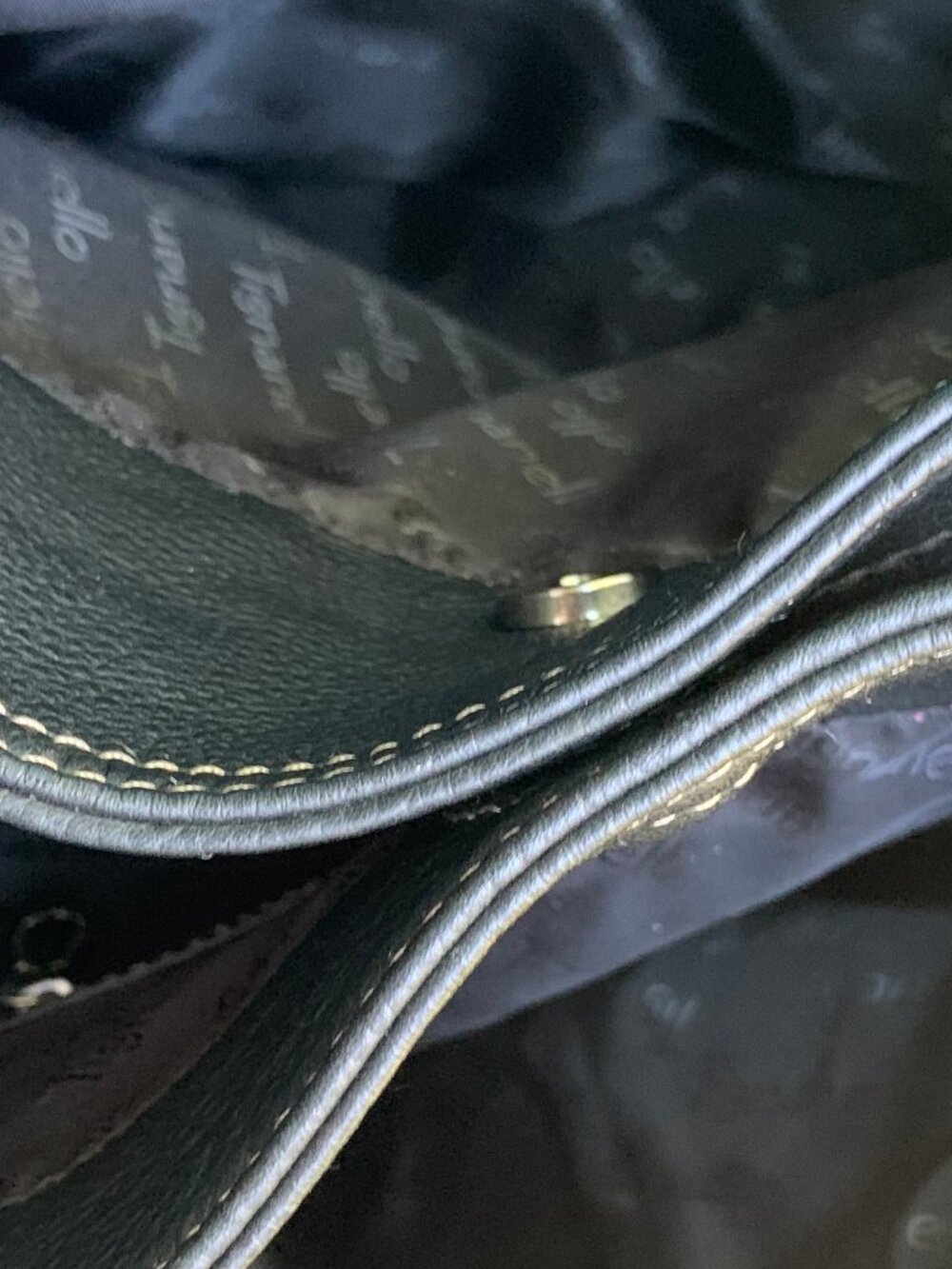 Tignanello Large Black Pebbled Leather Hobo Shoulder Bag Tote - Picture 11 of 16